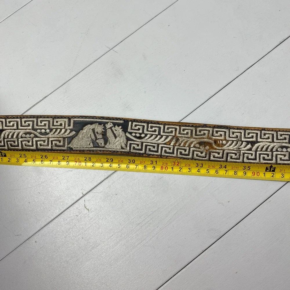 Vintage Piteado Leather Horse Belt Mens 34 Mexico 